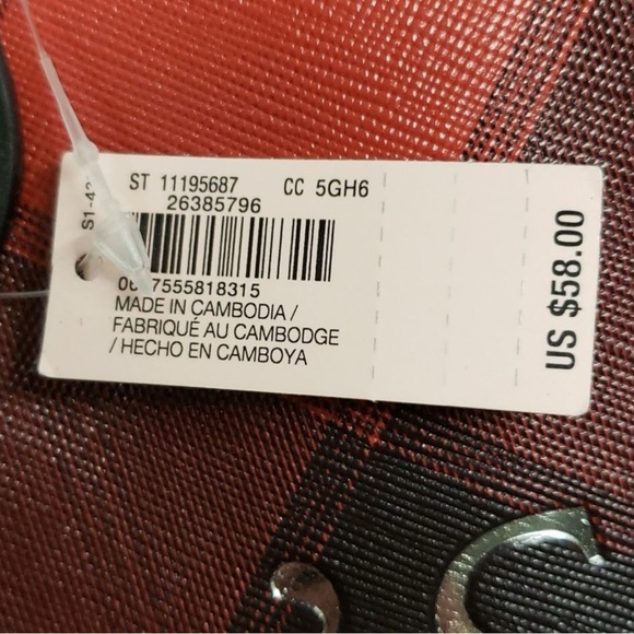 New Victoria Secret Plaid Black & Red Tote Bag With Shoulder Strap W /tags - Picture 4 of 8